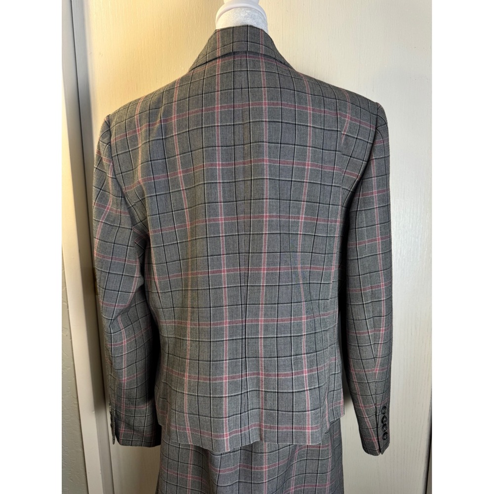 Sag Harbor Suit Womens 16 Gray Pink Plaid Blazer and Skirt Set 2 Piece Vintage - Picture 7 of 16
